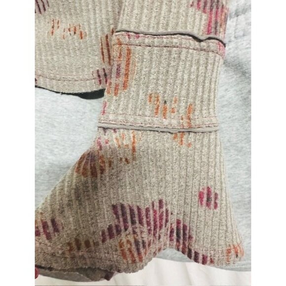 Free People Ribbed Floral Henley Bohemian, Cottage Bell Long Sleeves Sweater Sm - Picture 5 of 9